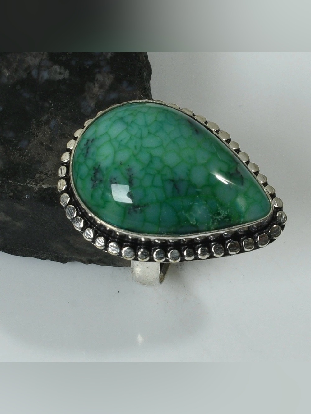 Dendrite Opal Gemstone Handmade Ring Size-8